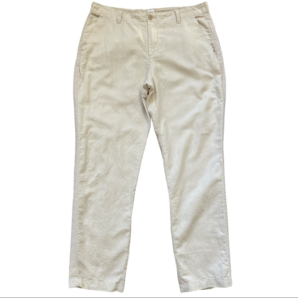 GAP Cream Girlfriend Chino Linen-Blend Pants